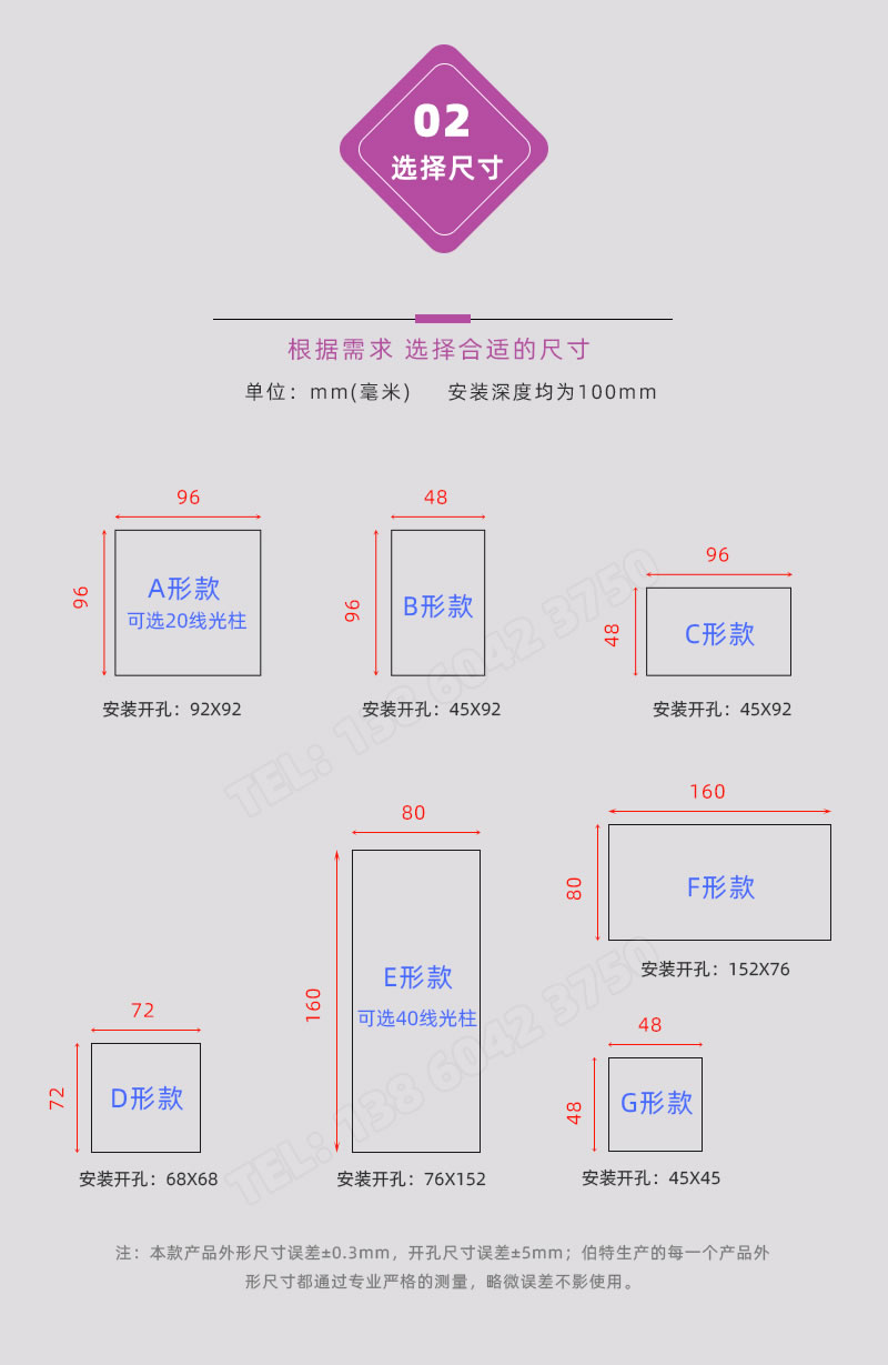 7種國際標準通用尺寸-溫度控制儀表