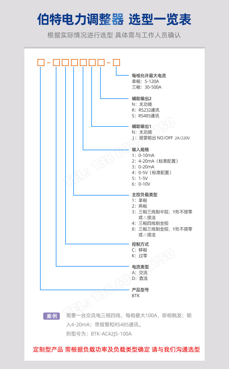 廈門伯特BTK電力調(diào)整-選型一覽表